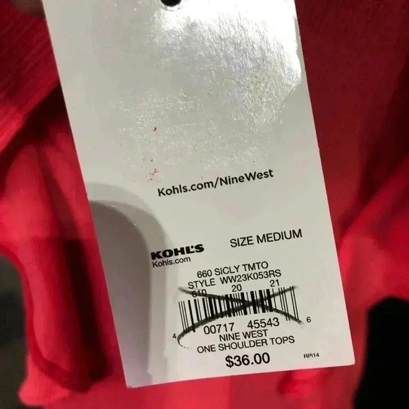 Nine West One Shoulder sleeveless, waterfall ruffle side from shoulder to hem - Picture 4 of 6